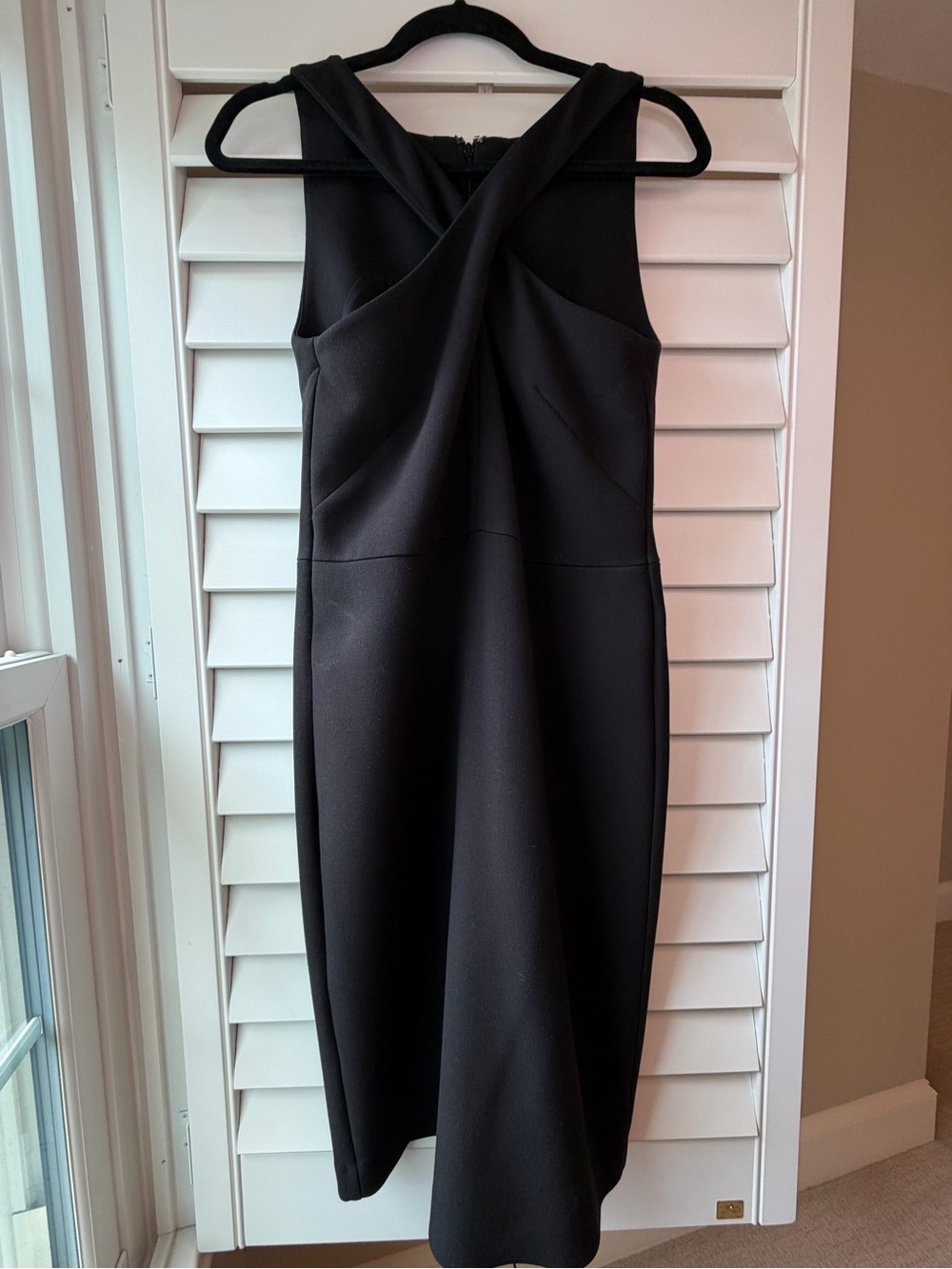 Ann Taylor Black Cross-Front Midi Dress